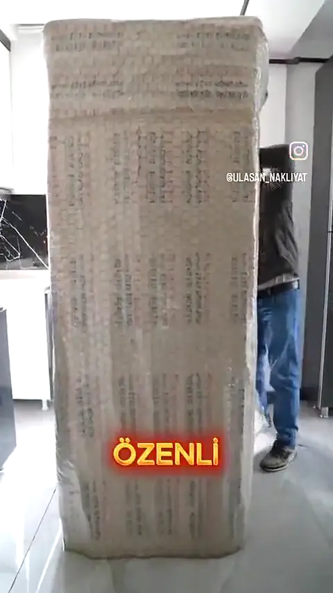 Taşınma rehberi kapsamında beyaz eşyanın koruyucu malzemeyle paketlenmesi